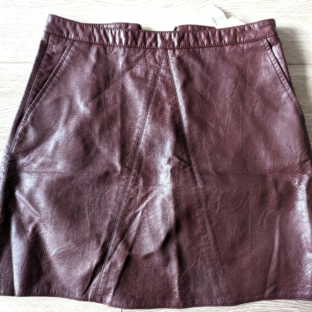Wine Faux Leather Skirt